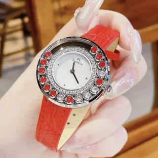 Đồng hồ nữ Franklin FL5888 đỏ 32mm dây da đá pha lê - mặt trước