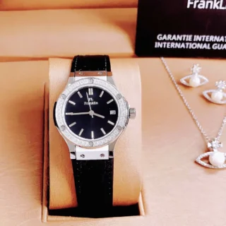 Đồng hồ nữ Franklin FL5223 khảm trai đá full viền 31mm dây da cá sấu Sapphire mặt trước