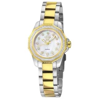 Đồng hồ nữ GV2 13502B 30mm khảm trai full kim cương Swiss made 2-tone mặt trước