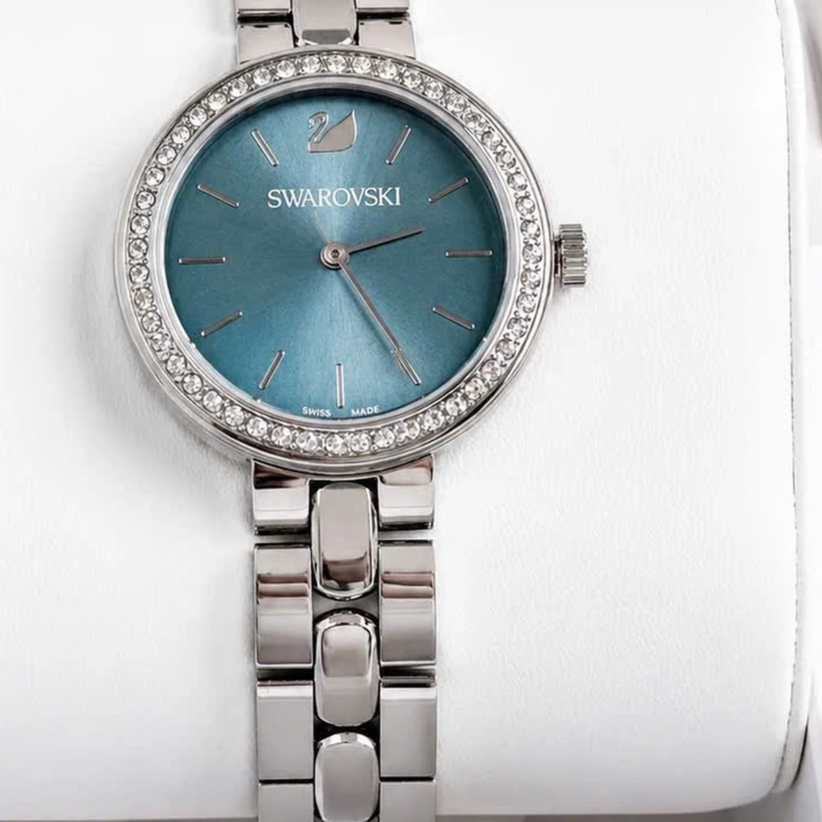 Đồng hồ nữ Swarovski Daytime Petrol Silver 5130560 mặt trước chính diện