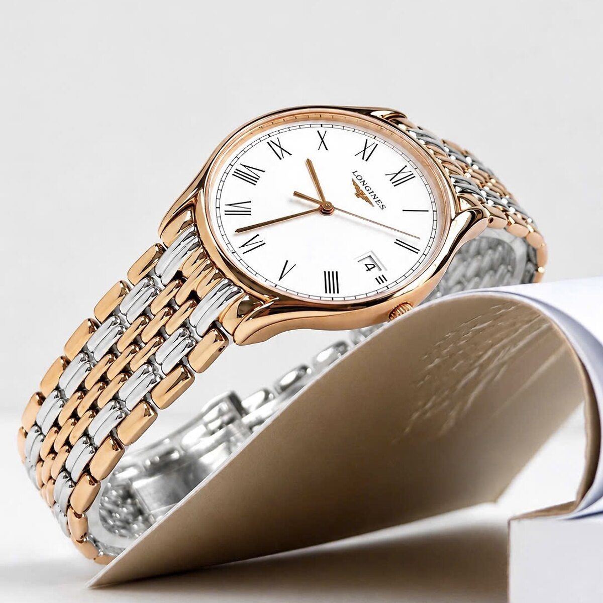 dong ho longines lyre nu day hat gao two tone
